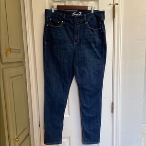 Seven7 Deep Indigo Denim Tummyless High Rise Skinny Jeans Sz 16